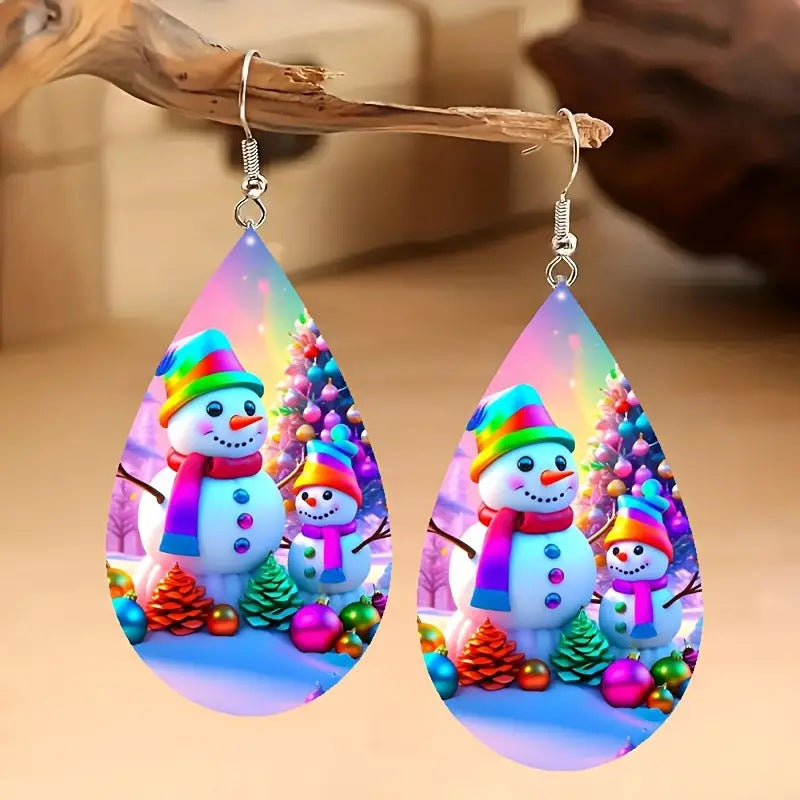 Wholesale Pattern Water Drop Wooden Earrings